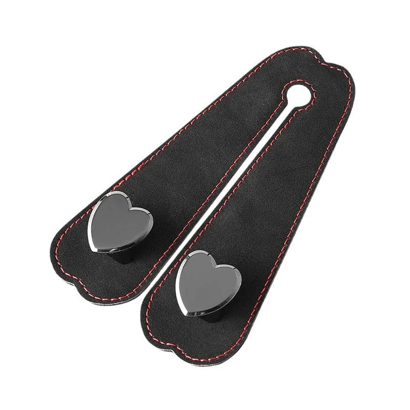 Heart Shape Metal Car Seat Headrest Hooks 2 in 1 Leather Car Seat Back Hook Purse and Bag Backpack Double Hook Car Seat Hanger